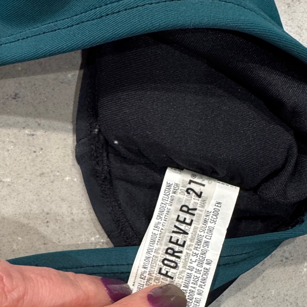 Forever 21 Black and Teal Bandeau Bikini Top Size Medium - Picture 3 of 8